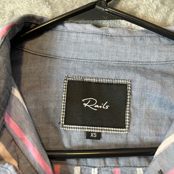 Rails Women’s Striped Button Down Shirt Size XS Blue & Pink - Picture 6 of 6